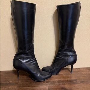 Black Stiletto Heeled Boots with Pointed Toe